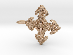 Croix Fleur de Lys baroque in 14k Rose Gold Plated Brass