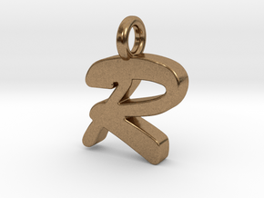 R - Pendant 2mm thk. in Natural Brass