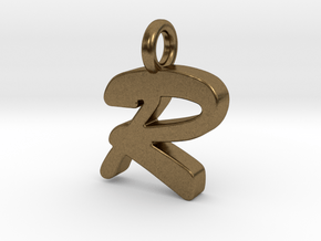 R - Pendant 2mm thk. in Natural Bronze