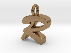 R - Pendant 3mm thk. in Natural Brass
