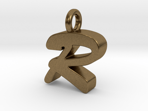 R - Pendant 3mm thk. in Natural Bronze