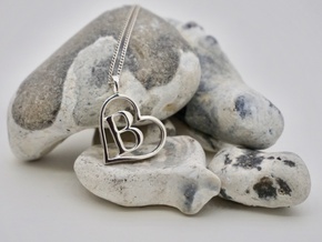 Alpha Heart 'B' Series 1 in Fine Detail Polished Silver
