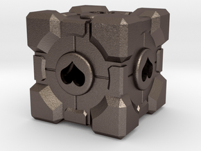 Companion Cube in Polished Bronzed Silver Steel: Extra Small