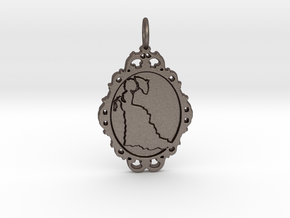 Victorian Cameo / Valentine's gift in Polished Bronzed Silver Steel