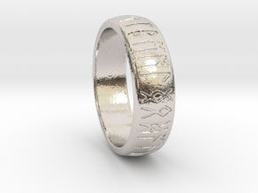 Saxon Rune Poem Ring  in Rhodium Plated Brass: 1.5 / 40.5