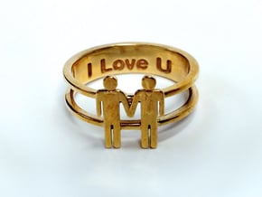 Love Collection Rings - Man and Man Ring in Polished Brass: 10 / 61.5