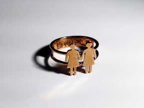 Love Collection Rings - Woman and Woman Ring in Polished Bronze: 6 / 51.5