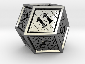 Hedron D12 (Hollow), balanced gaming die in Polished Silver
