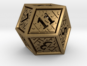 Hedron D12 (Hollow), balanced gaming die in Natural Bronze