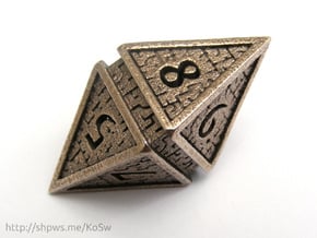 Hedron D8 (Hollow), balanced gaming die in Polished Bronzed Silver Steel