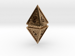 Hedron D8 (Hollow), balanced gaming die in Polished Brass