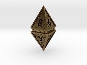 Hedron D8 (Hollow), balanced gaming die in Polished Bronze