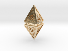 Hedron D8 (Hollow), balanced gaming die in 14k Gold Plated Brass