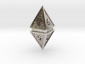Hedron D8 (Hollow), balanced gaming die in Rhodium Plated Brass