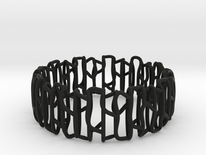 Modern patterned bracelet in Black Natural Versatile Plastic: Medium