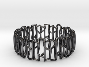 Modern patterned bracelet in Polished and Bronzed Black Steel: Medium