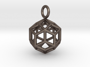 Pendant_Rhombic-Triacontahedron in Polished Bronzed Silver Steel