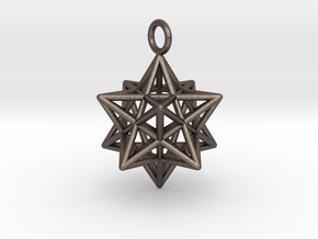 Pendant_Pentagram-Dodecahedron in Polished Bronzed Silver Steel