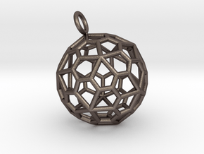 Pendant_Pentagonal-Hexecontahedron in Polished Bronzed Silver Steel