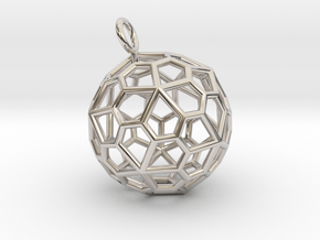 Pendant_Pentagonal-Hexecontahedron in Rhodium Plated Brass
