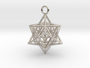Pendant_Cuboctahedron-Star in Rhodium Plated Brass