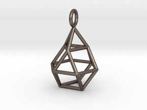 Pendant_Cuboctahedron-Droplet in Polished Bronzed Silver Steel