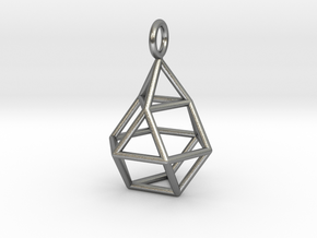 Pendant_Cuboctahedron-Droplet in Natural Silver