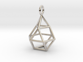 Pendant_Cuboctahedron-Droplet in Rhodium Plated Brass