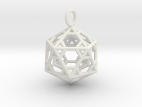 Pendant_Hexagonal-Icosahedron in White Natural Versatile Plastic