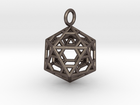 Pendant_Hexagonal-Icosahedron in Polished Bronzed Silver Steel