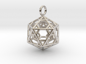 Pendant_Hexagonal-Icosahedron in Rhodium Plated Brass