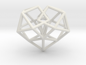 Pendant_Cuboctahedron-Heart in White Natural Versatile Plastic
