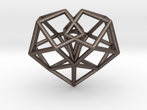 Pendant_Cuboctahedron-Heart in Polished Bronzed Silver Steel