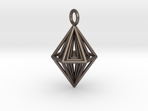 Pendant_Tripyramid in Polished Bronzed Silver Steel