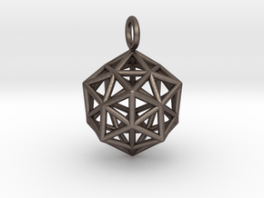 Pendant_ Cuboctahedron-Icosahedron in Polished Bronzed Silver Steel