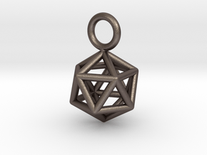 Pendant_Icosahedron-Small in Polished Bronzed Silver Steel