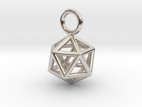 Pendant_Icosahedron-Small in Rhodium Plated Brass