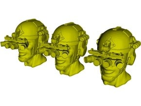 1/48 scale SOCOM operator B helmet & heads x 3 in Tan Fine Detail Plastic