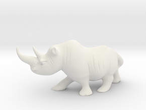 Cute Rhino  in White Natural Versatile Plastic