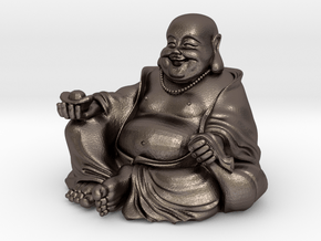 Maitreya Buddha in Polished Bronzed Silver Steel