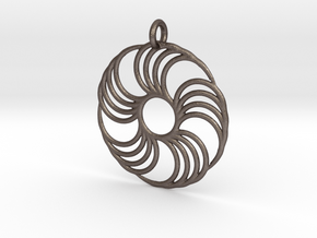 WavyTPendant in Polished Bronzed Silver Steel
