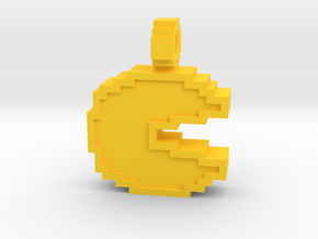 8-bit Pacman Pendant in Yellow Processed Versatile Plastic