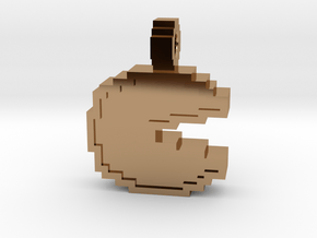 8-bit Pacman Pendant in Polished Brass