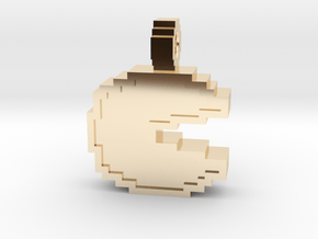 8-bit Pacman Pendant in 14k Gold Plated Brass