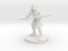 Dragonborn male Monk with Staff in White Natural Versatile Plastic