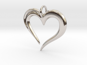 Heart to Heart Pendant V2.0 in Rhodium Plated Brass