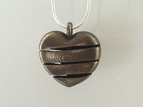 Heart & Star Pendant Large - Spiral in Polished Bronze Steel