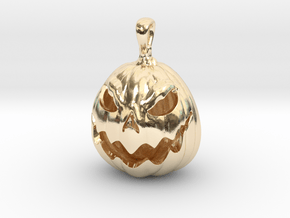 Jack O'Lantern Pendant 2.5cm in 14k Gold Plated Brass: Small
