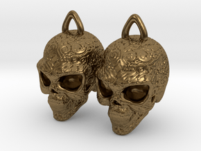 Day of the Dead Earrings  2.5cm in Natural Bronze