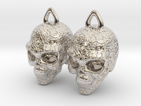Day of the Dead Earrings  2.5cm in Platinum
